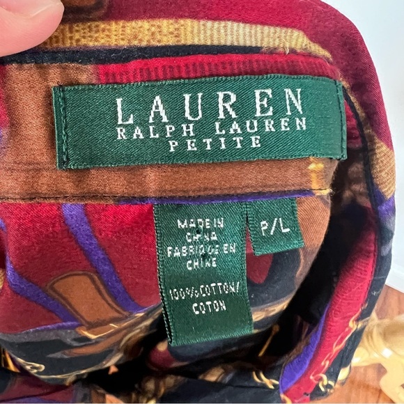 Vintage 90s Ralph Lauren Button Up Shirt Equestrian Shoulder Pads 100% Cotton - Picture 4 of 4